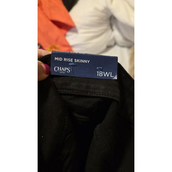 NWT Chaps Jeans Womens 18W 38wx30L Plus size Skinny Jeans Midrise Black NWT - Picture 10 of 12